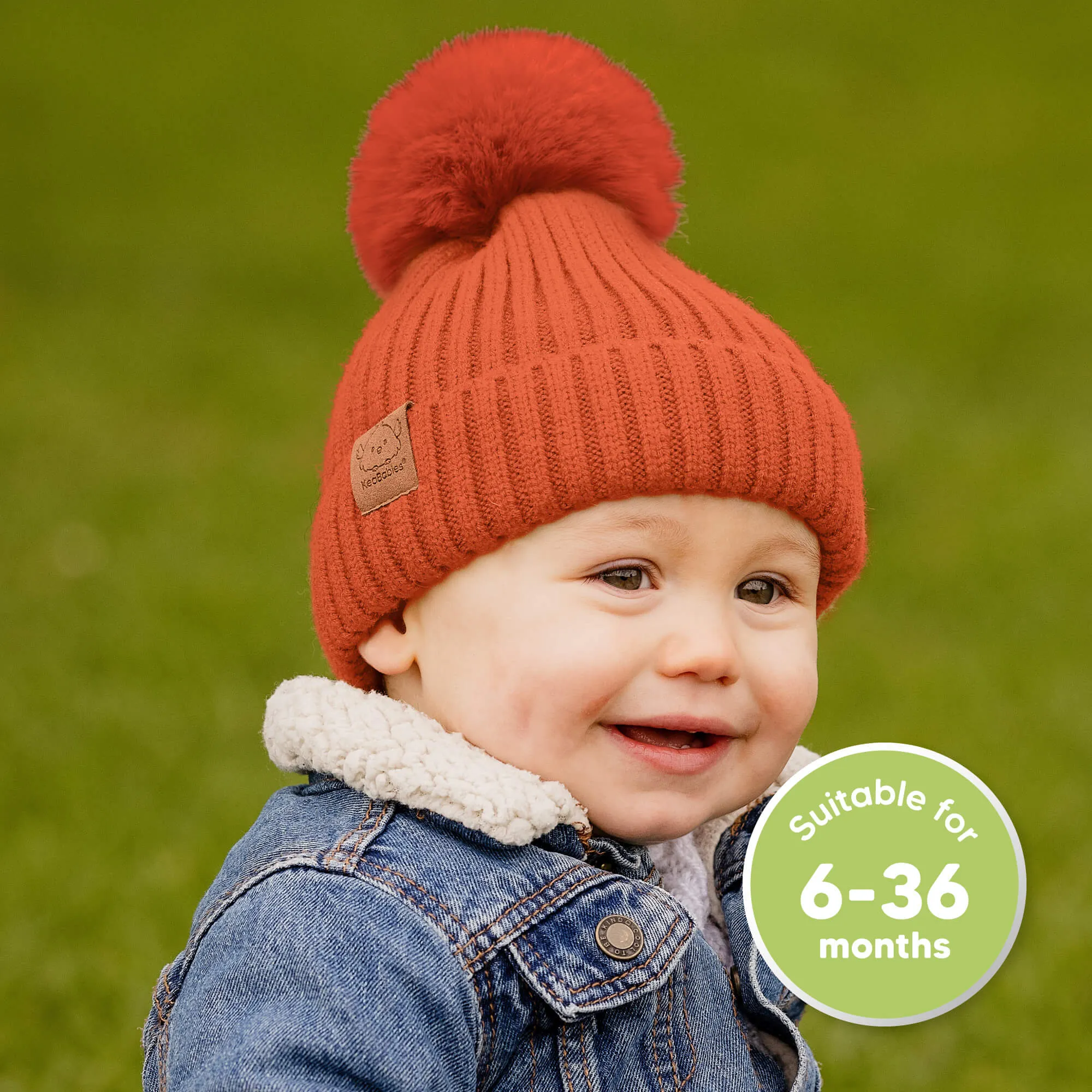 2-Pack Pom Knitted Beanie (Ember)