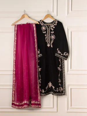 3 Piece- Embroidered Velvet Suit S110782