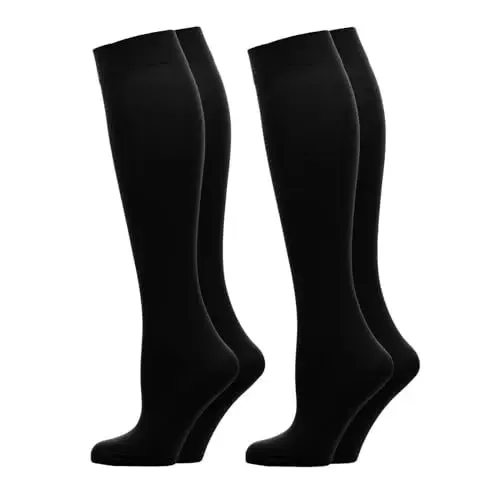 4 Pairs Ladies Black Thermal Knee High Socks 140 Denier Tights Leg Warmers Winter 140D Thick