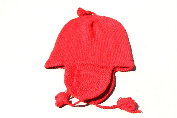 Alpaca Hand Knitted Riding Beanie in Coral