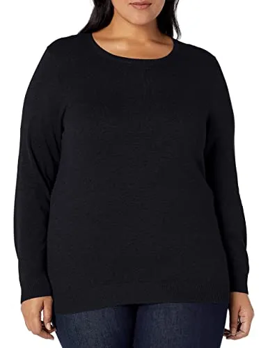 Amazon Essentials Women's Long-Sleeve Lightweight Crewneck Sweater (Available in Plus Size), Dark Chestnut Brown, Small