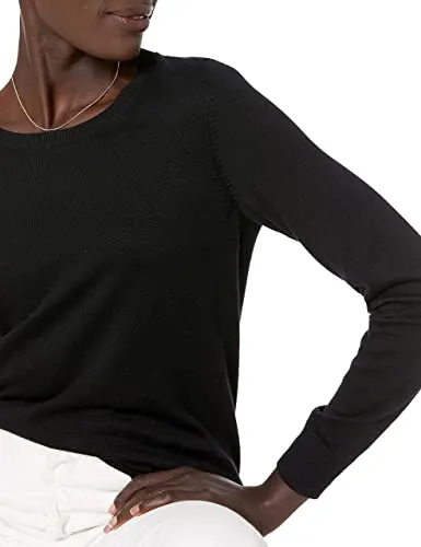 Amazon Essentials Women's Long-Sleeve Lightweight Crewneck Sweater (Available in Plus Size), Dark Chestnut Brown, Small