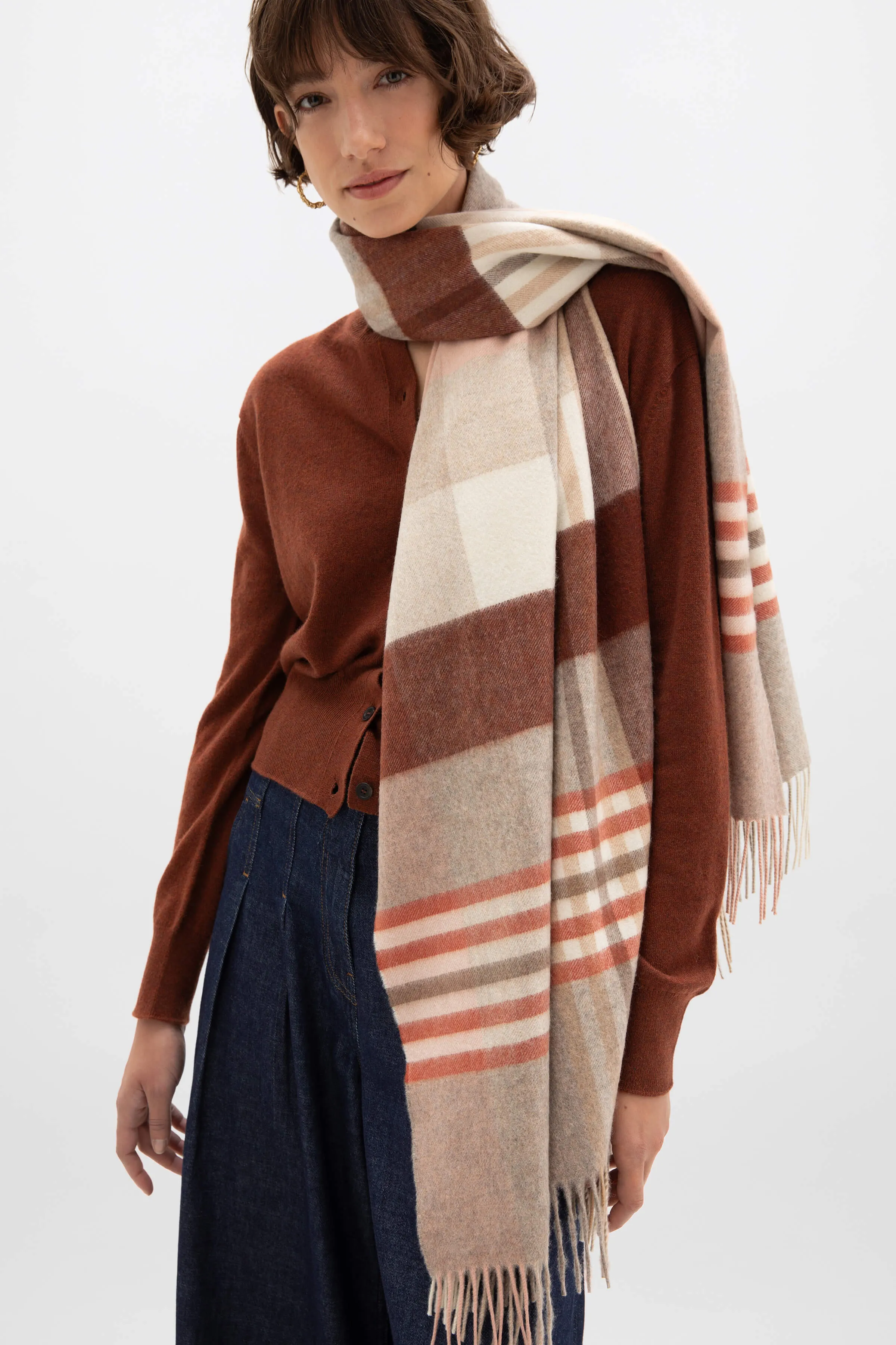 Ash Check Cashmere Stole