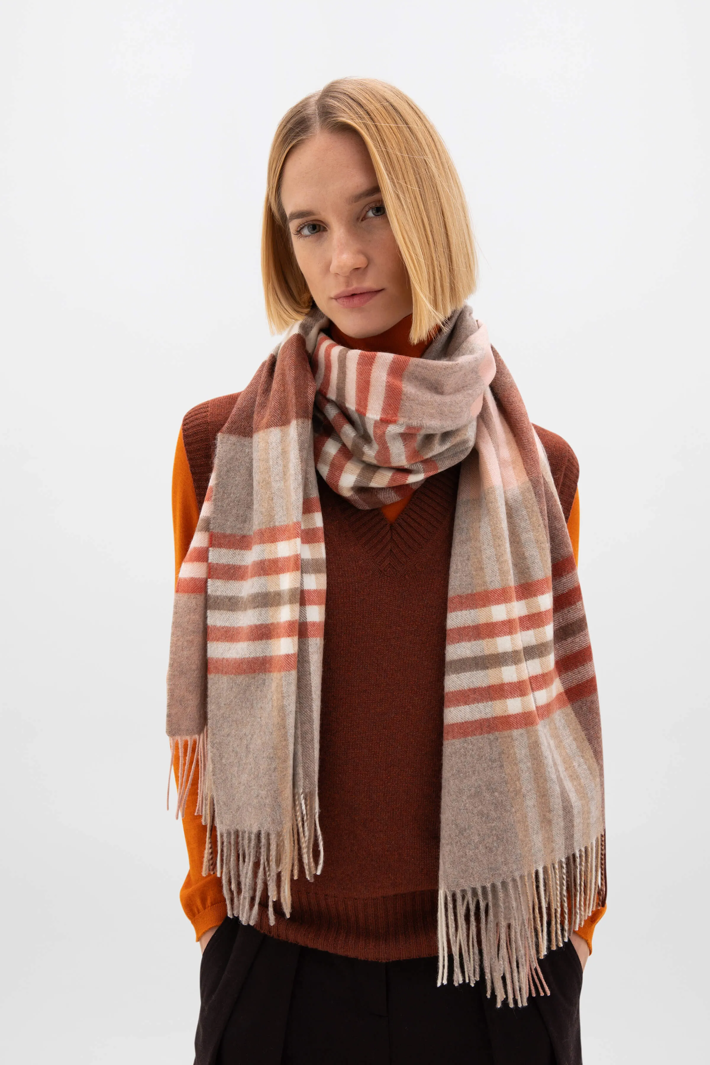 Ash Check Cashmere Stole