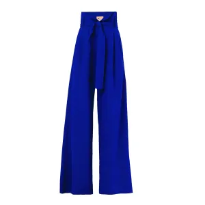 Blue High Waist Long Wide Leg Trousers