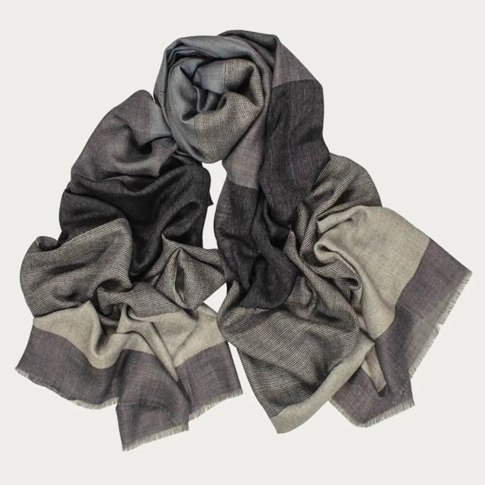 Cavendish Grey on Grey Wool and Silk Scarf