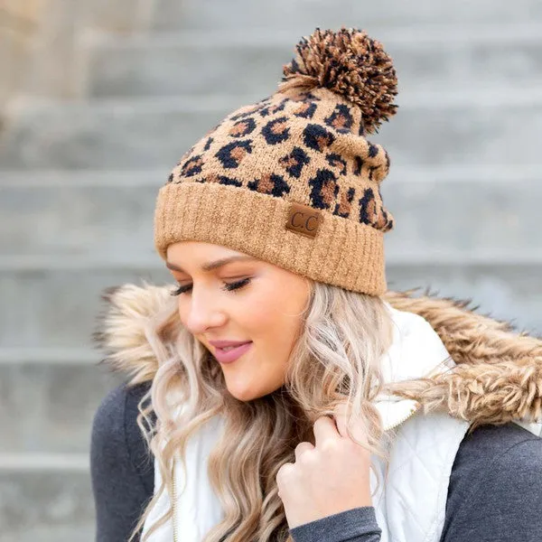 CC Leopard Pom Beanie