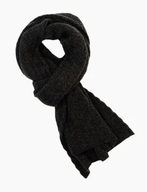 Charcoal Small Braided Knitted Wool & Cashmere Scarf