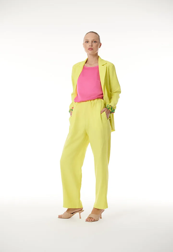 Choice Gathered Waist Wide Leg Pants Yellow