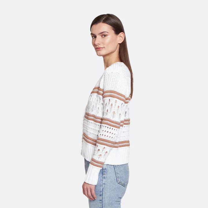 Chunky Multi Stitch Cardigan - Bleach White / Wicker