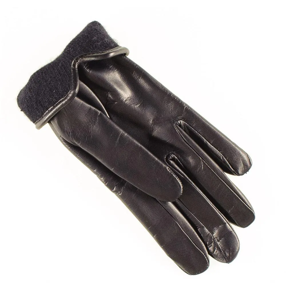 Classic Black Cashmere Lined Leather Gloves