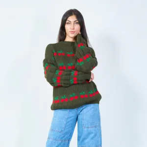 Cozy knit sweater with playful design wholesale