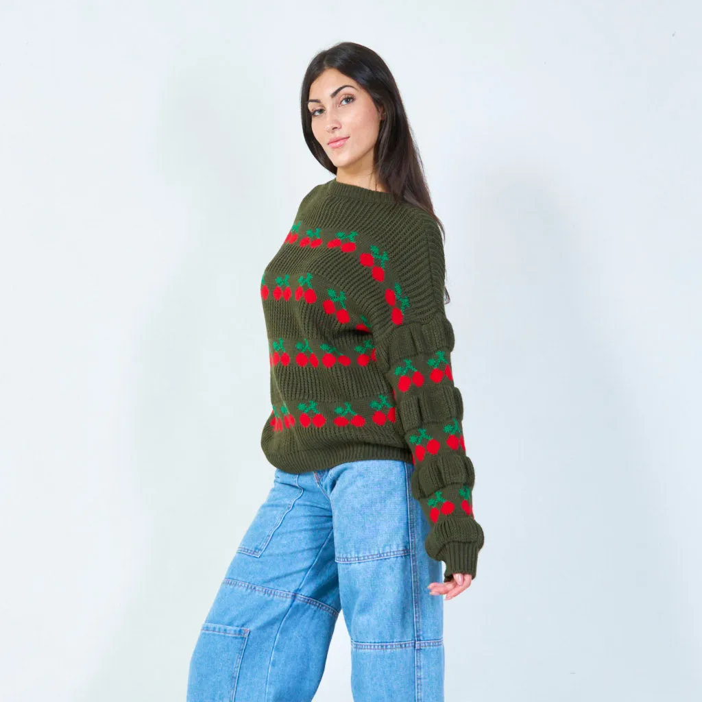 Cozy knit sweater with playful design wholesale