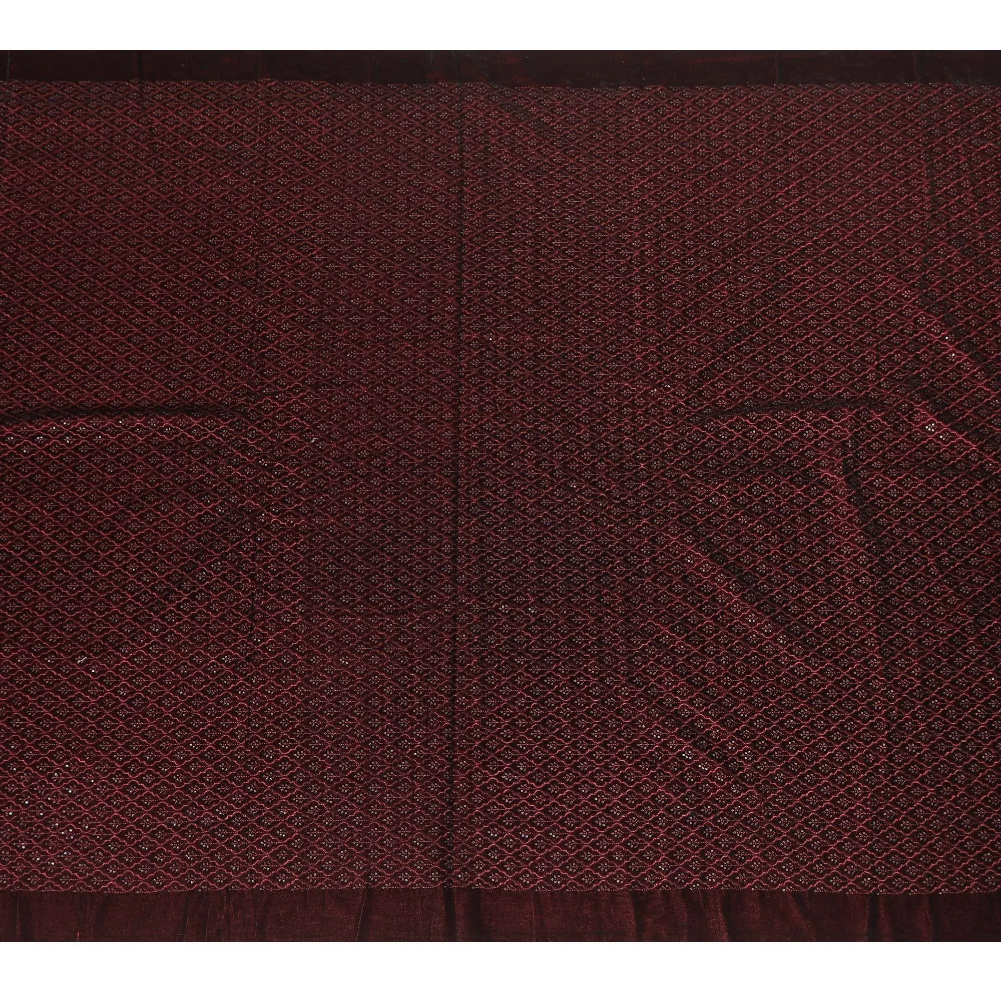 Dark maroon premium pure silk blended velvet same tone embroidery having sequins in fancy design-D13669