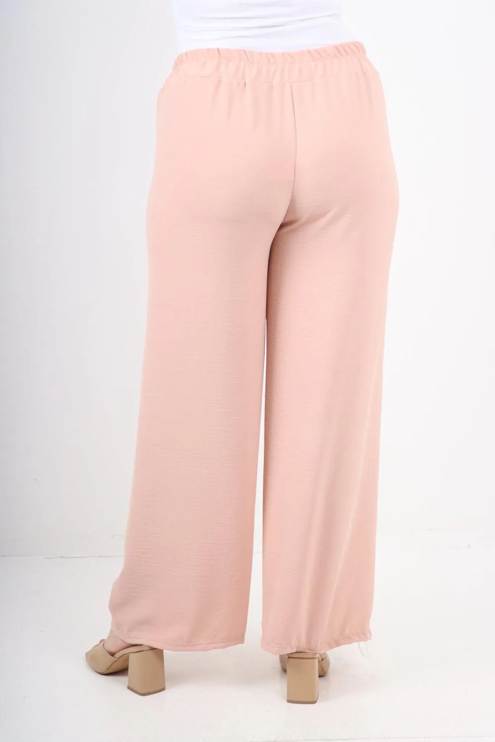 Elastic Waistband Wide Leg Trousers