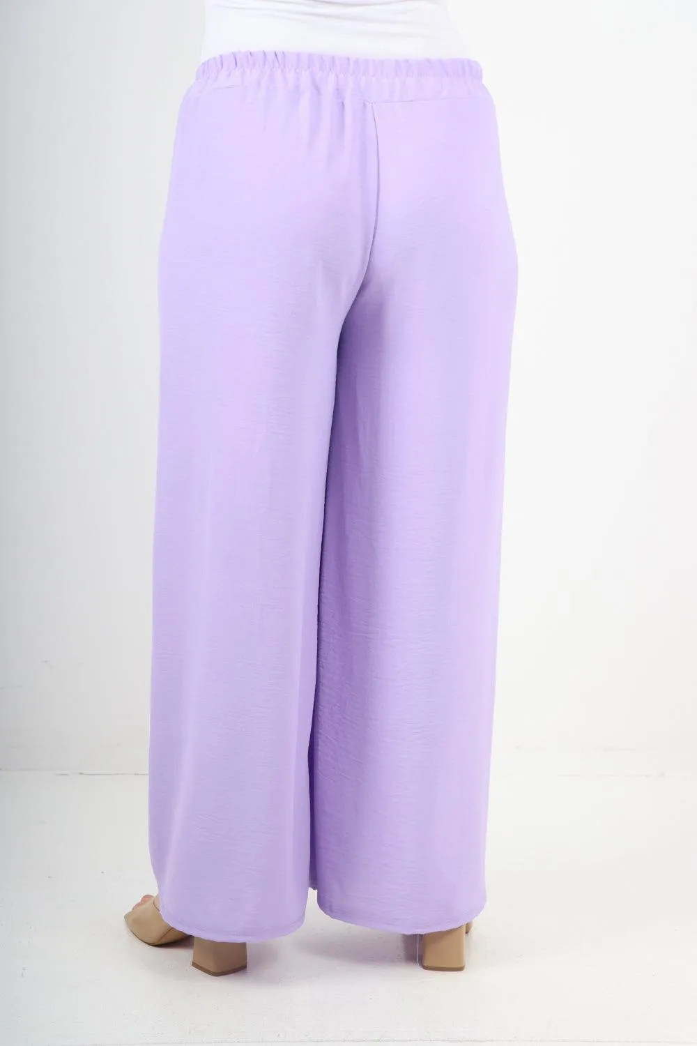 Elastic Waistband Wide Leg Trousers