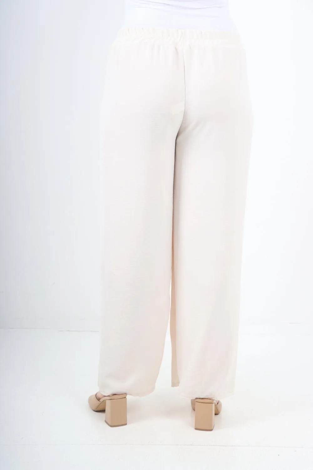 Elastic Waistband Wide Leg Trousers