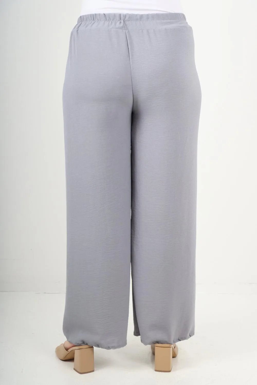 Elastic Waistband Wide Leg Trousers