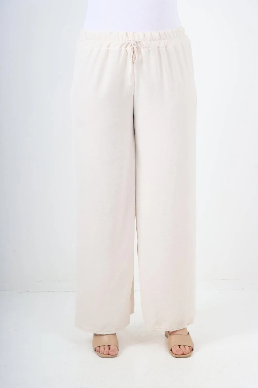 Elastic Waistband Wide Leg Trousers