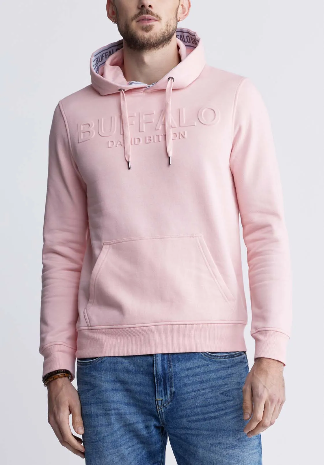 Fadol Men's Fleece Hoodie in Shell Pink  - BPM13610V