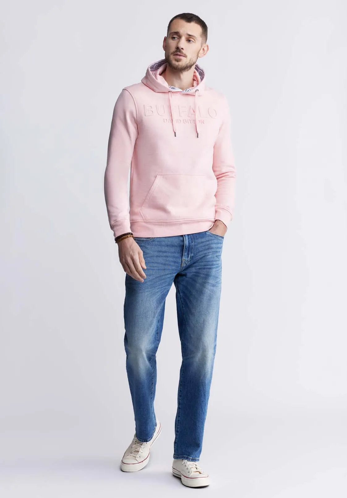 Fadol Men's Fleece Hoodie in Shell Pink  - BPM13610V