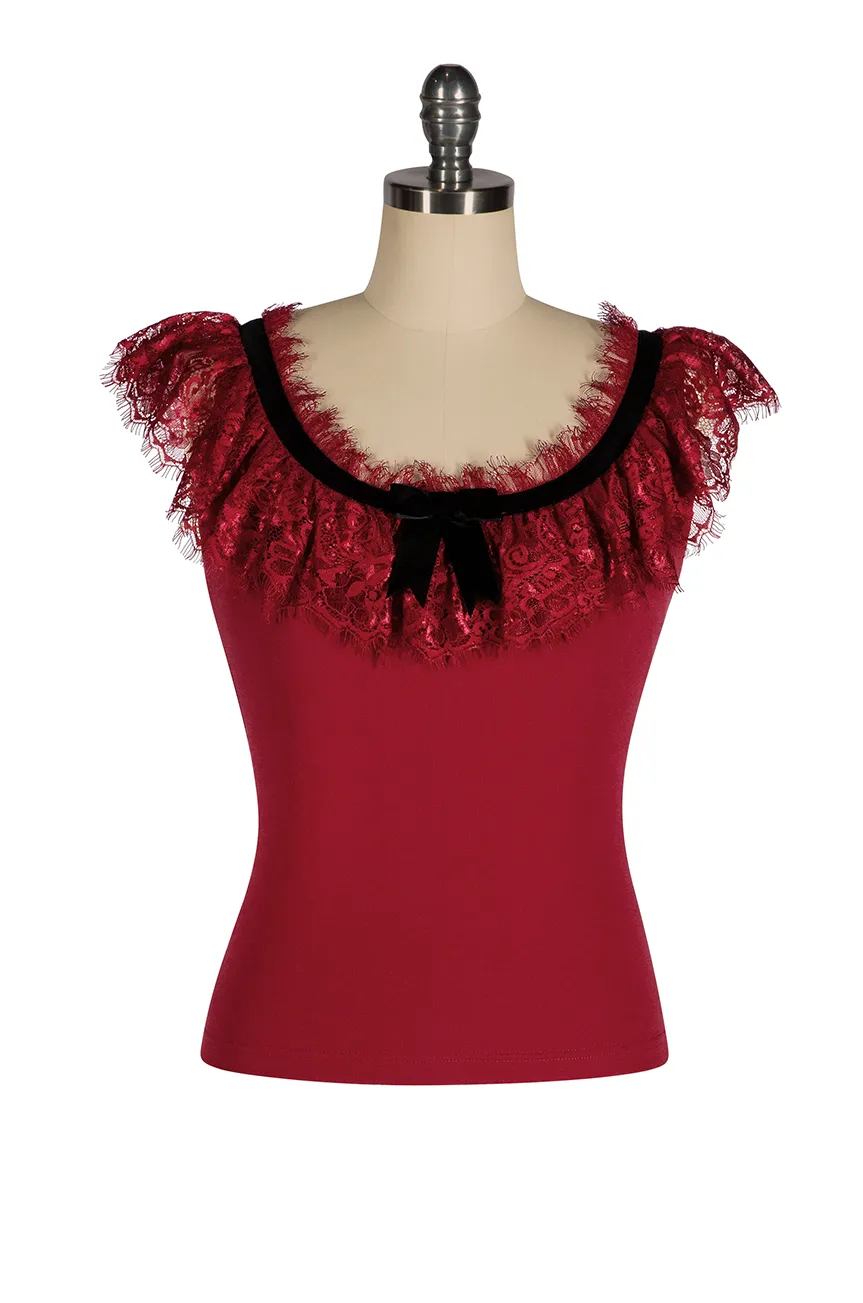 Fifi D'Amour Lace Up Camisole (Garnet Red)