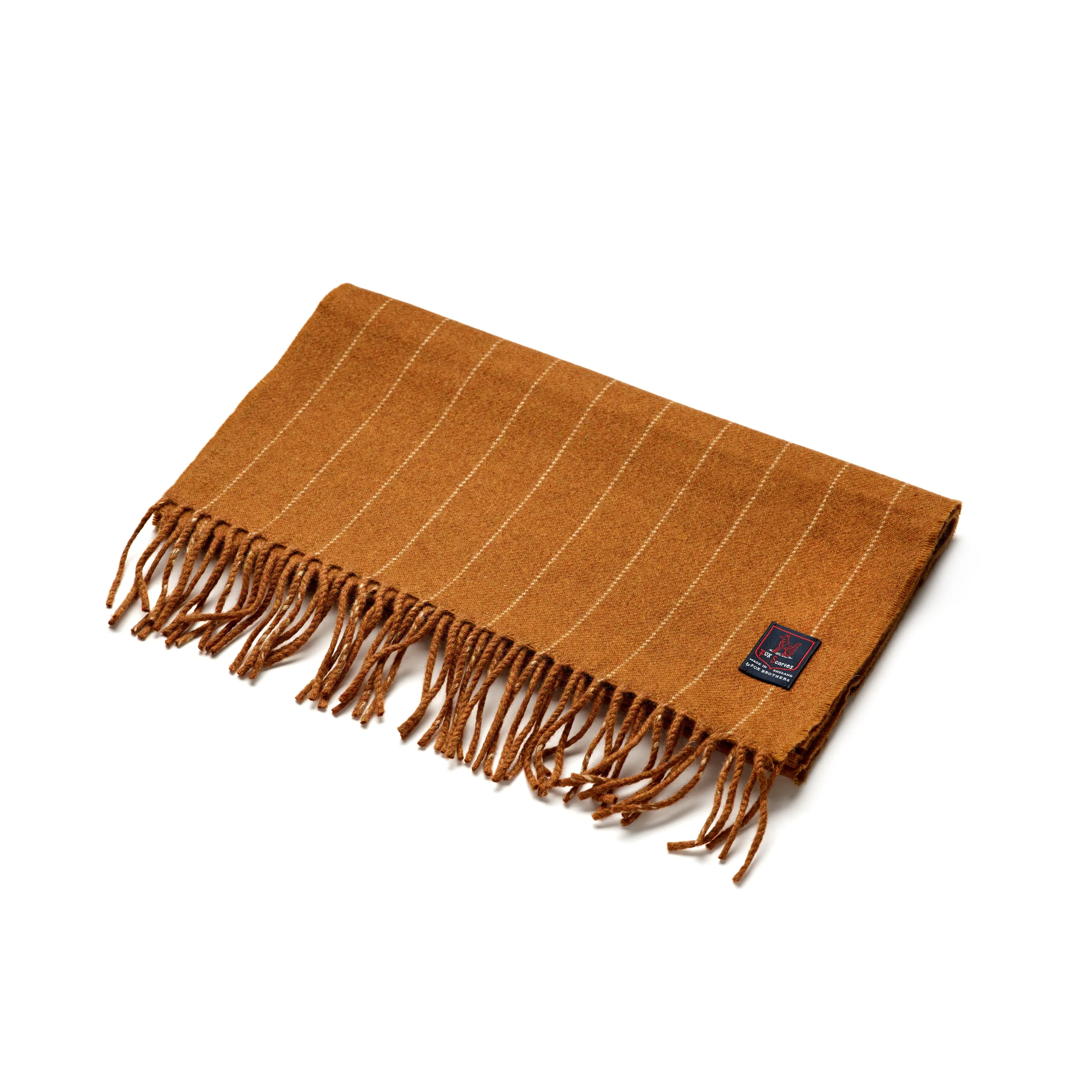 Fox Chestnut Pinstripe Cashmere & Merino Wool Scarf