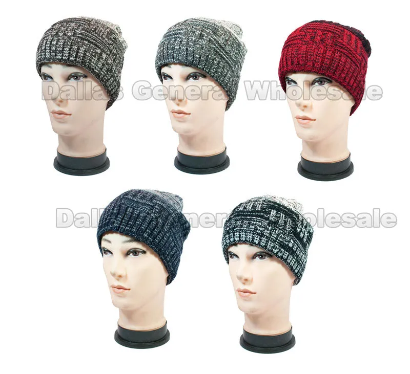 Fur Insulated Mottled Thermal Beanies Caps Wholesale