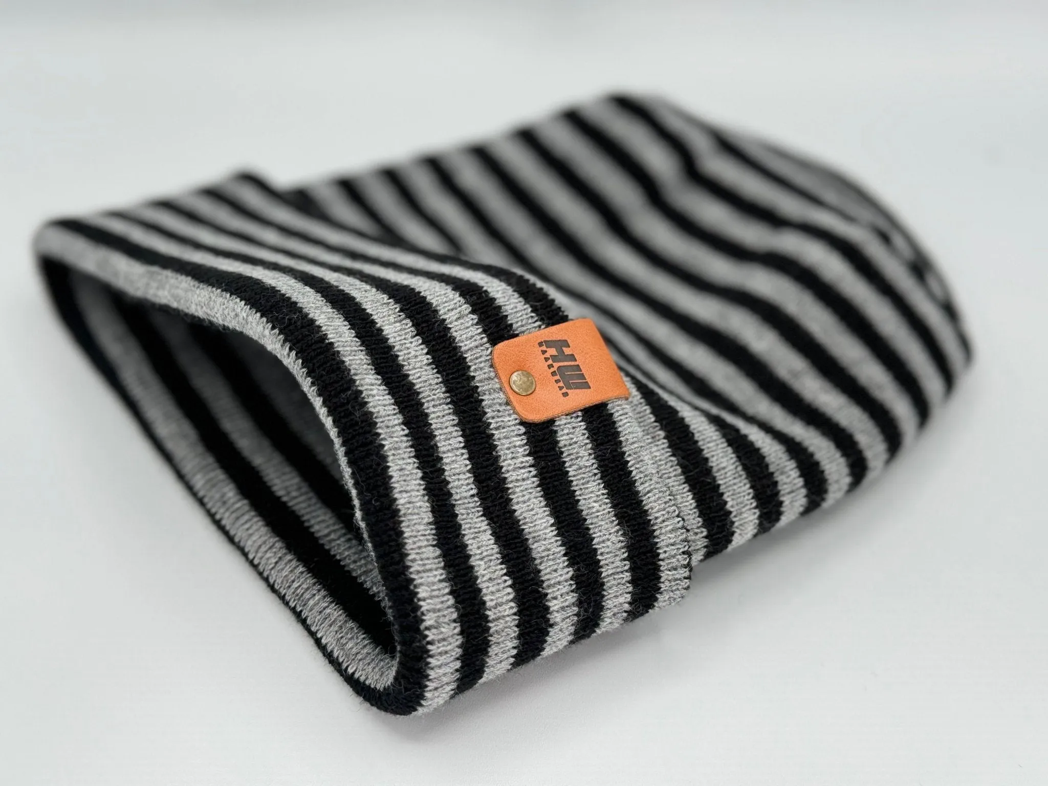 HAAKWEAR Theta Stitch RORO Cuffed Beanie (Patent Pending Design) Black / Gray, Made in USA