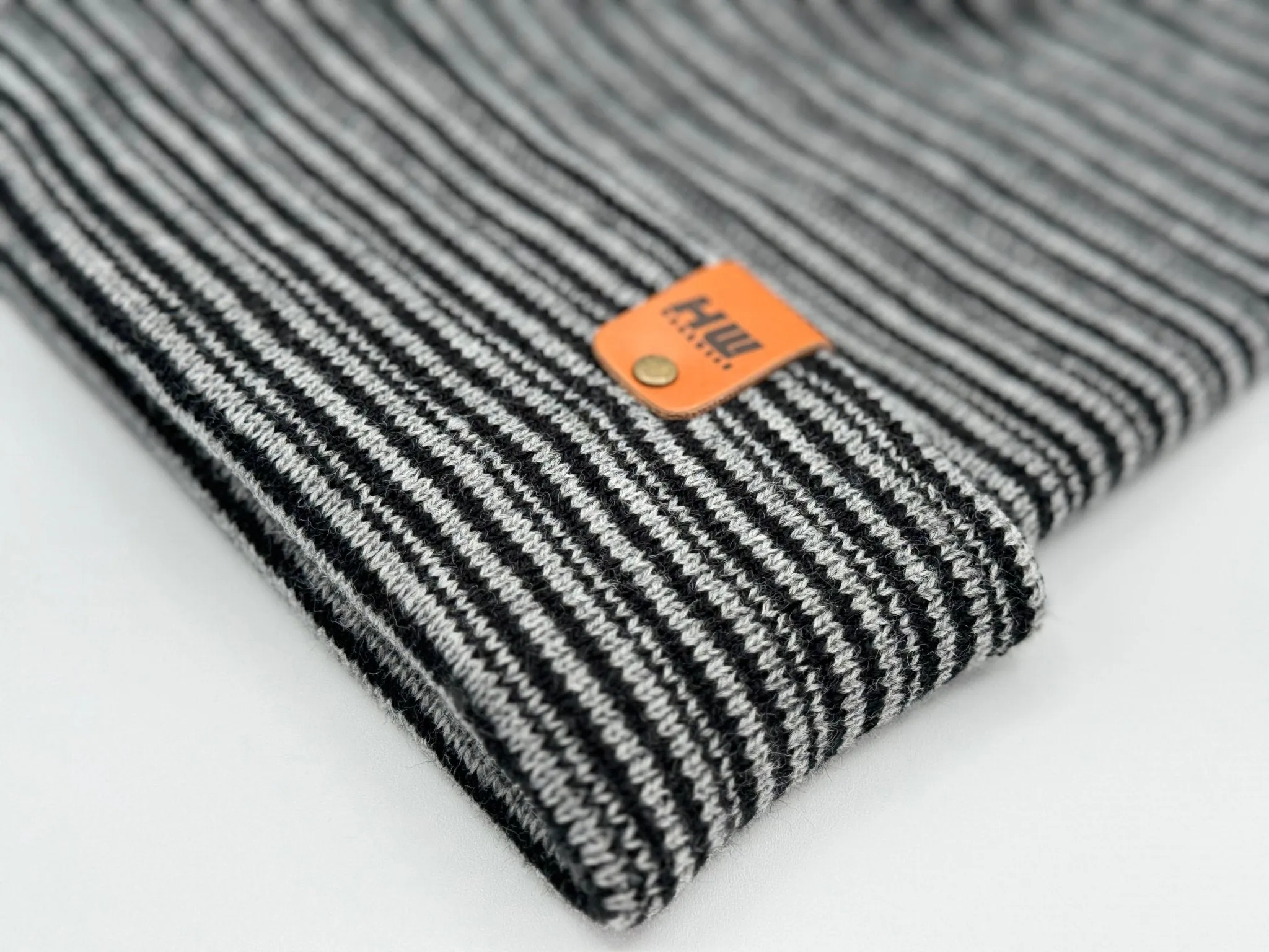 HAAKWEAR Traditional Contrast Cuffed Beanie/ Hat - Black / Gray, Made in USA