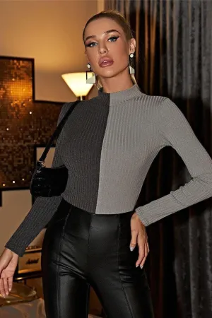 half-high neck long-sleeved slim sweater