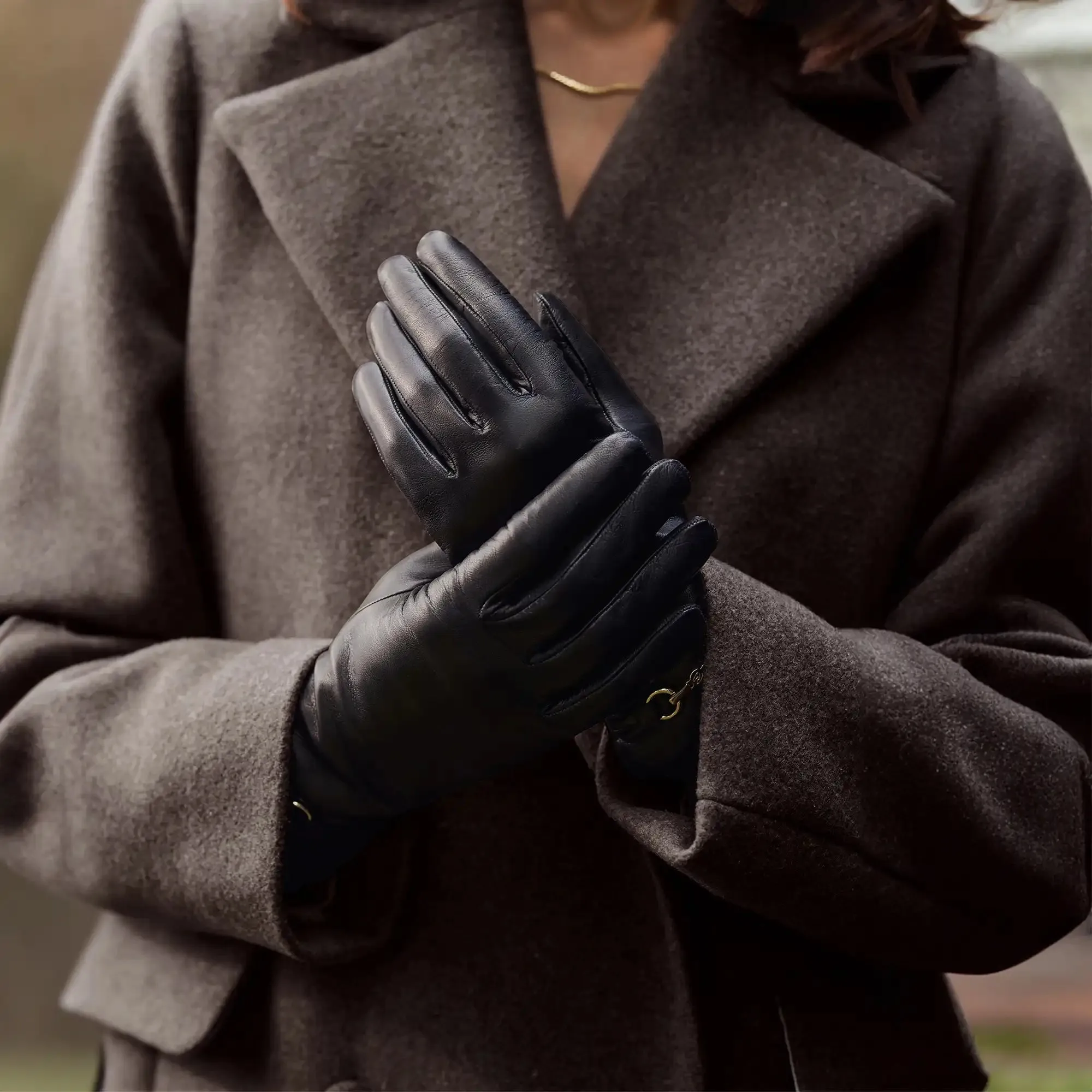 Honoré Marcelia black goatskin leather gloves