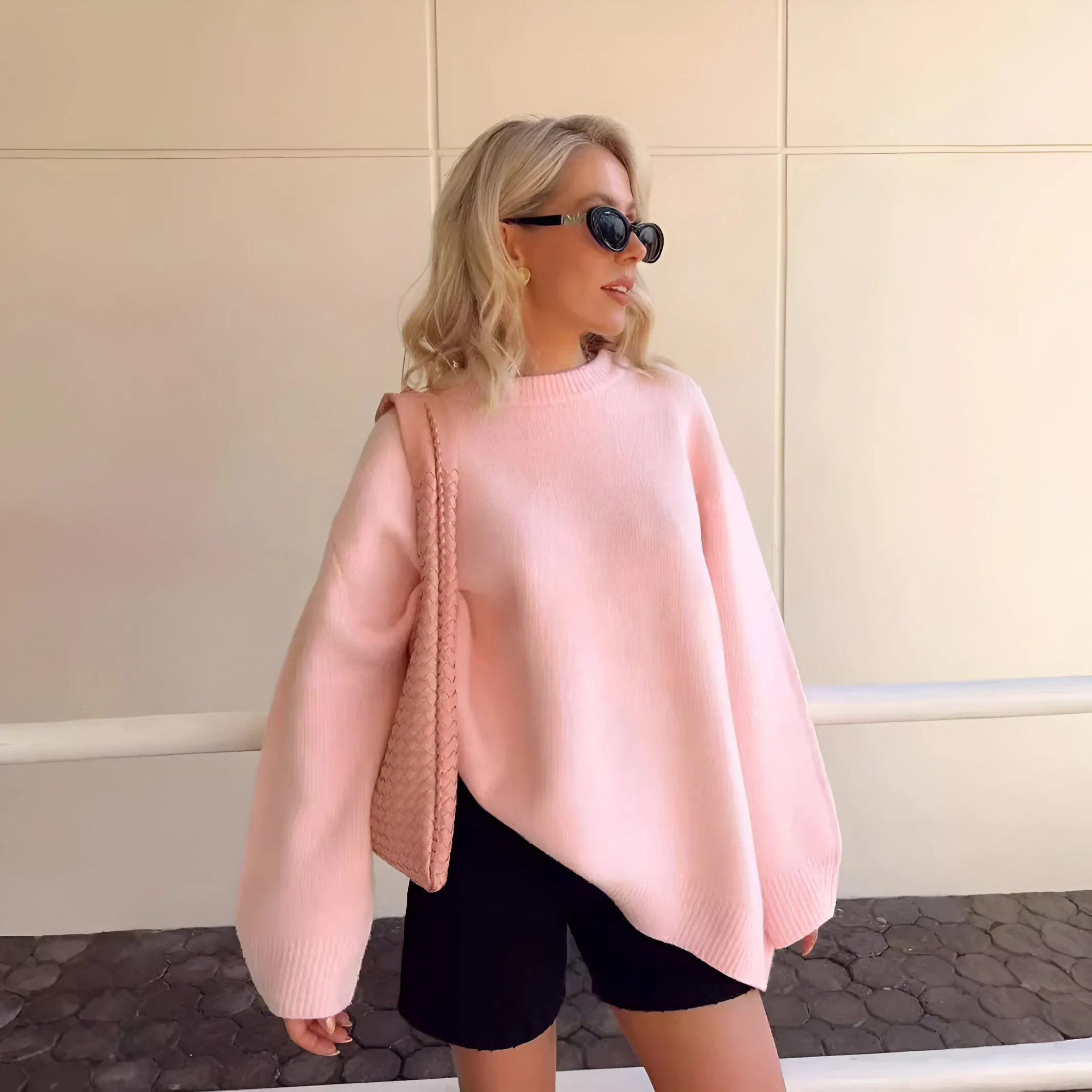 Ivyshape | Cozy Comfortable Pink Sweater