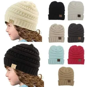 Kids Winter Warm Solid Knitted Beanies Hat