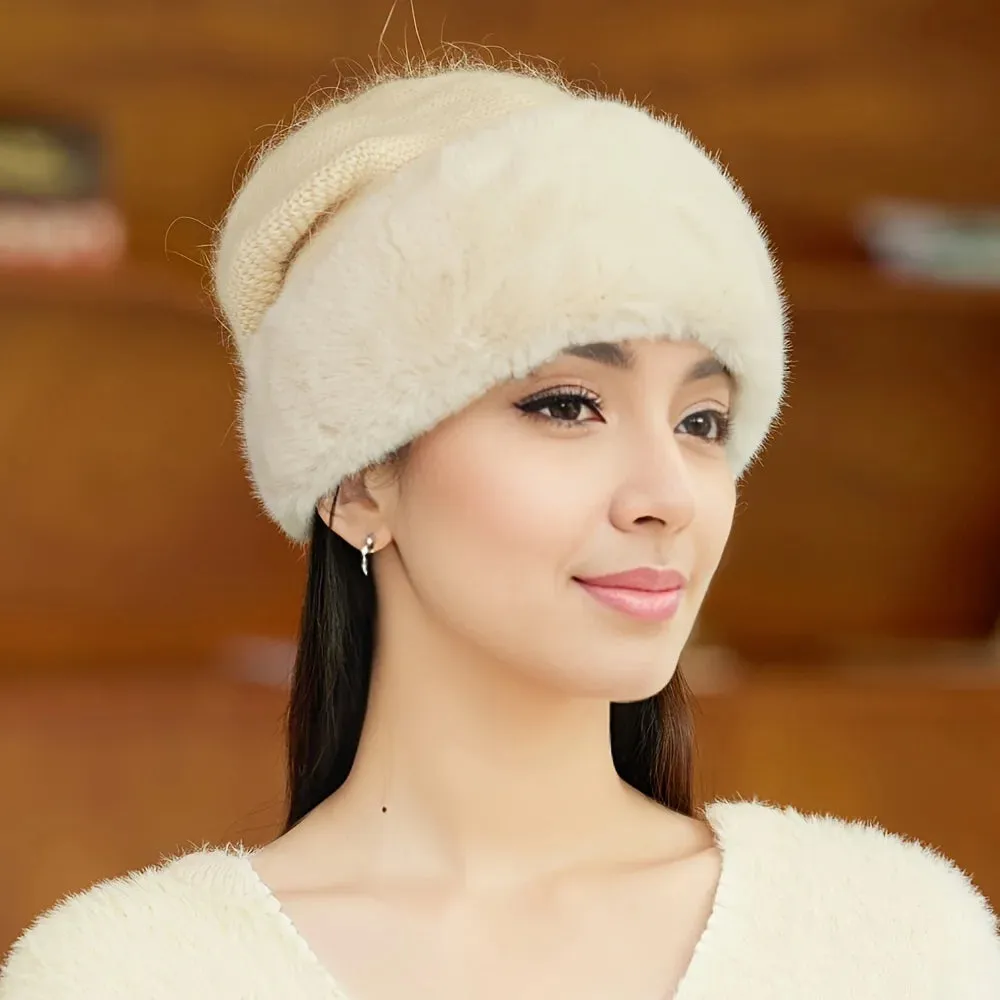 Knitted Warm Thickened Temperament Korean Double Layer Face Highlighting Hat