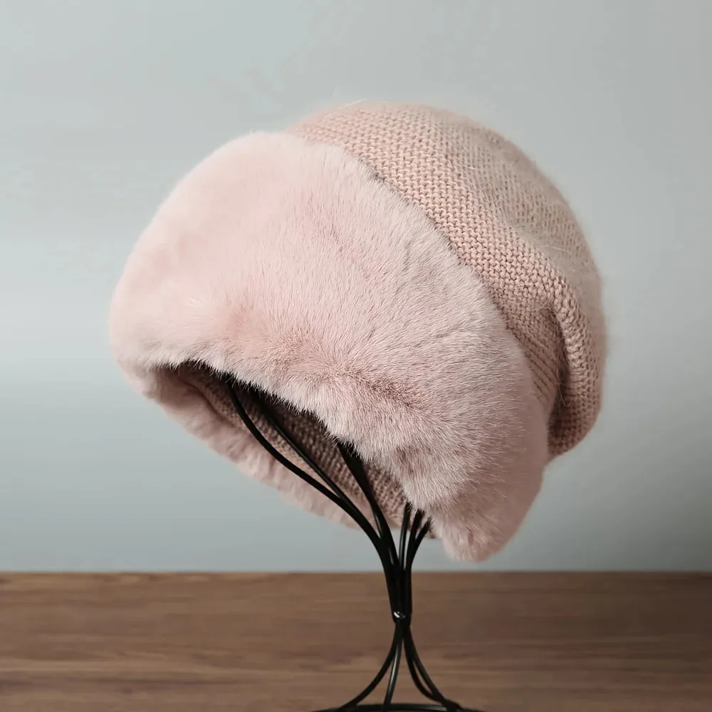 Knitted Warm Thickened Temperament Korean Double Layer Face Highlighting Hat