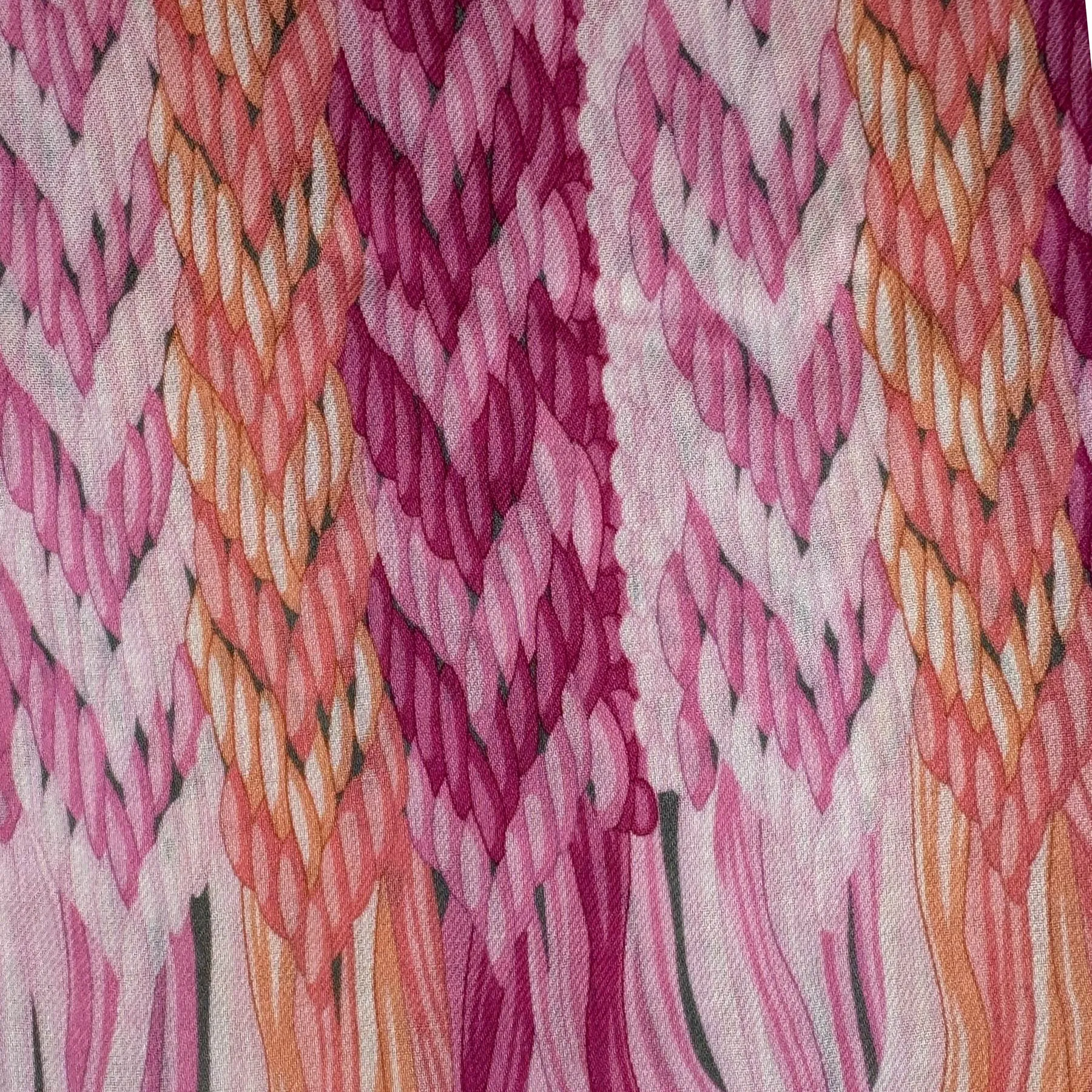 Lanvin Scarf Pink Weave & Fringe Design - Cashmere Blend Shawl