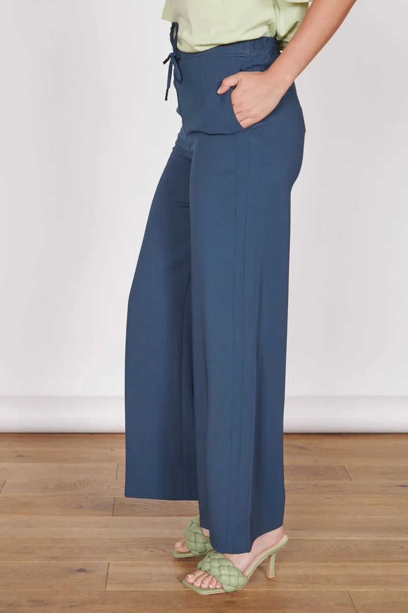 Lena Timeless Wide Leg Trousers, Navy, Women's