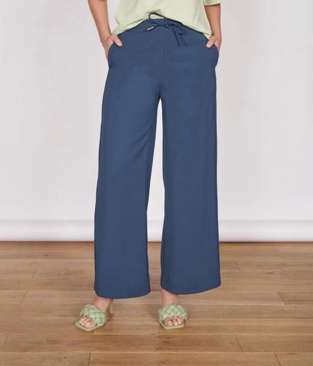 Lena Timeless Wide Leg Trousers, Navy, Women's