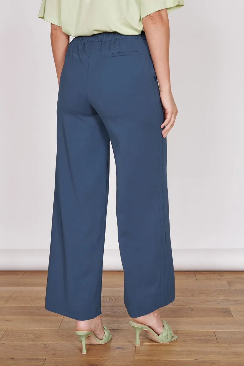 Lena Timeless Wide Leg Trousers, Navy, Women's