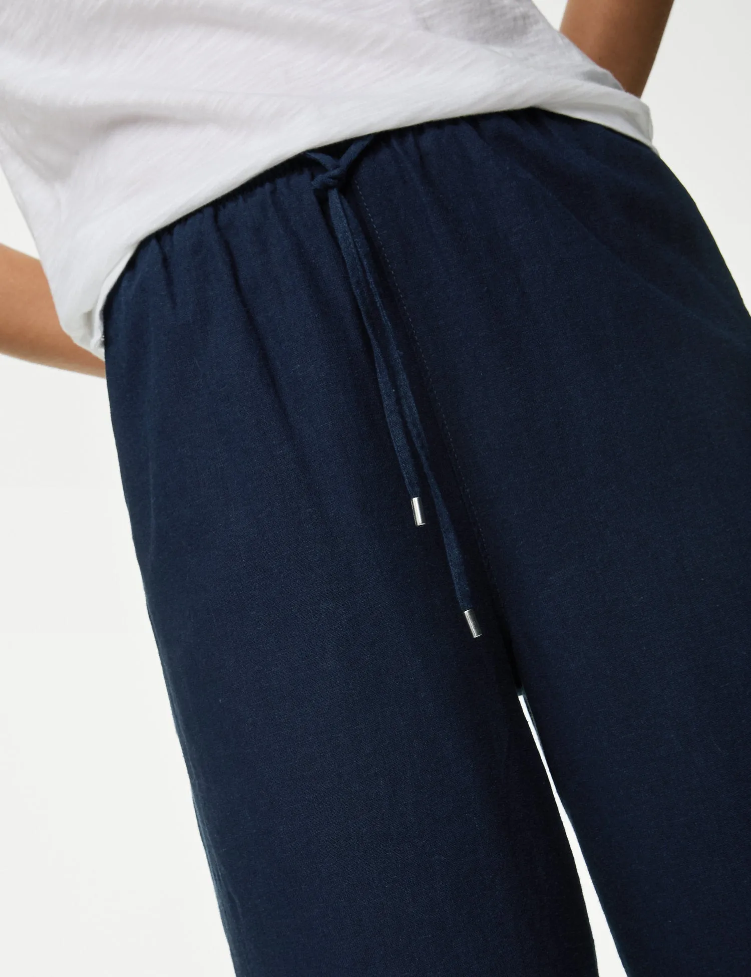 Linen Rich Wide Leg Trousers