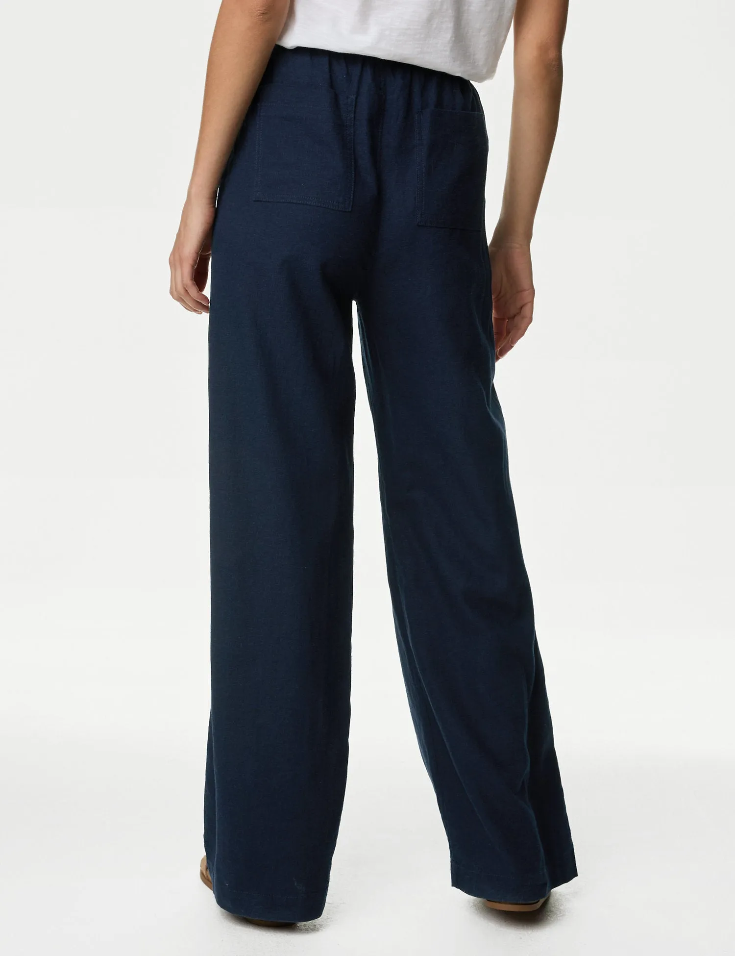 Linen Rich Wide Leg Trousers