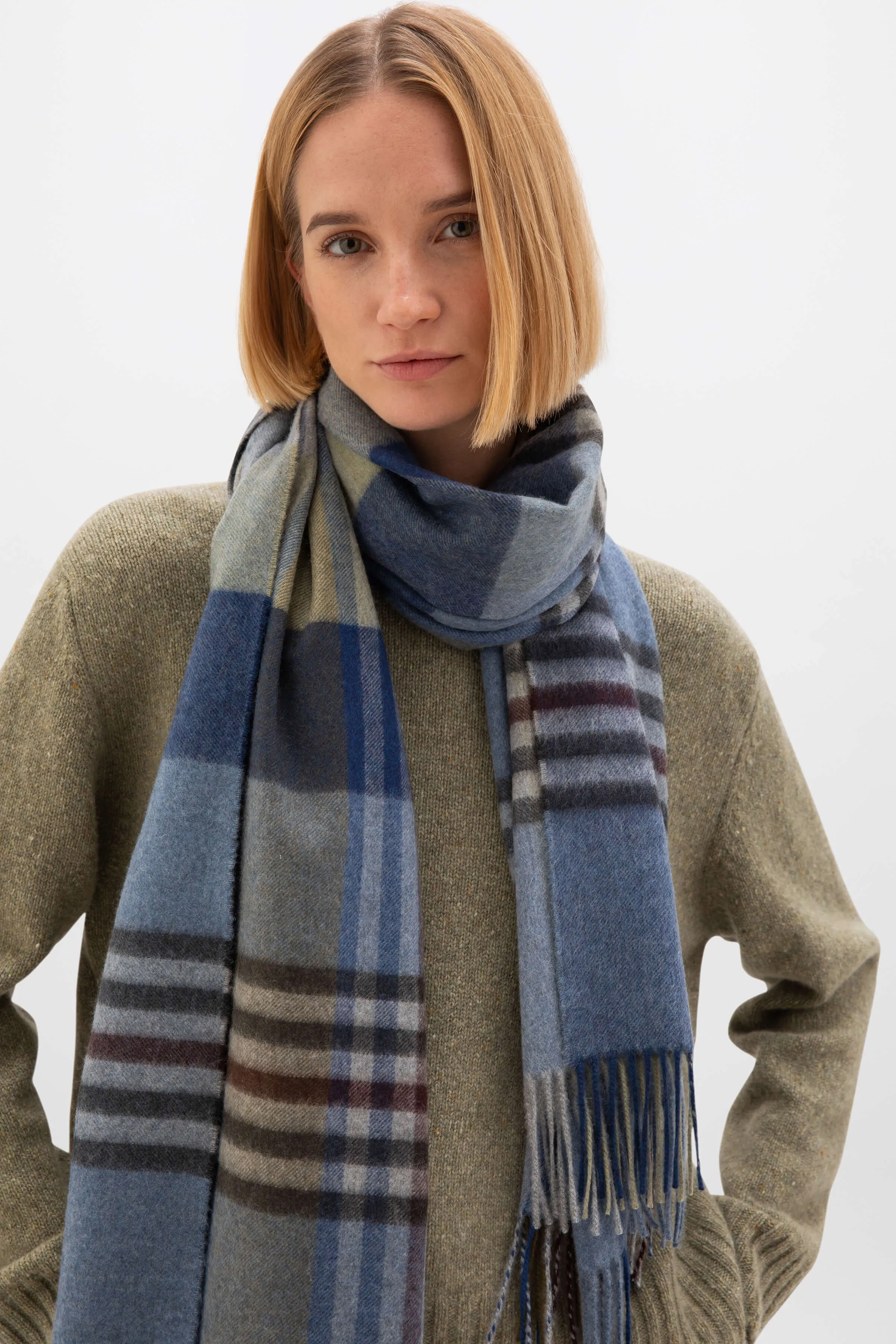 Loch Blue Check Cashmere Stole