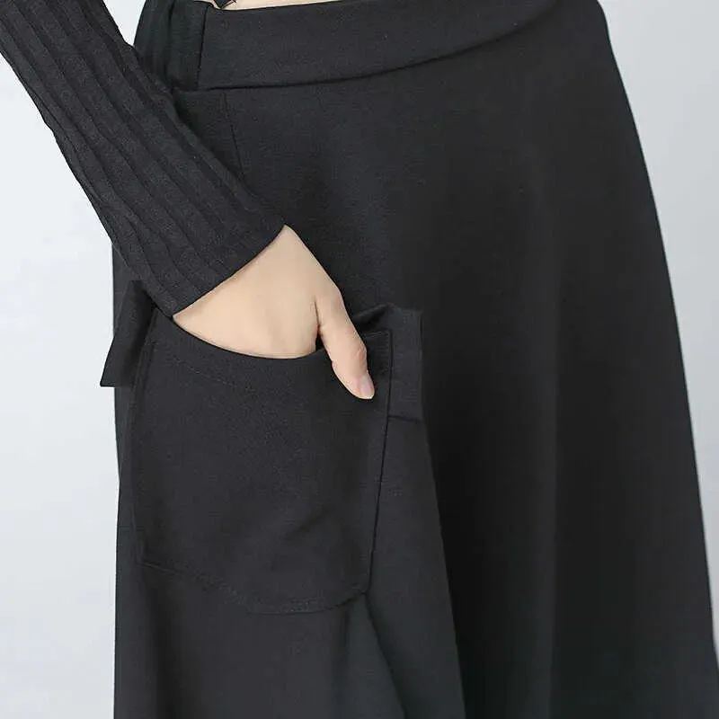 Lora Elegant Black Wide-Leg Loose Pants