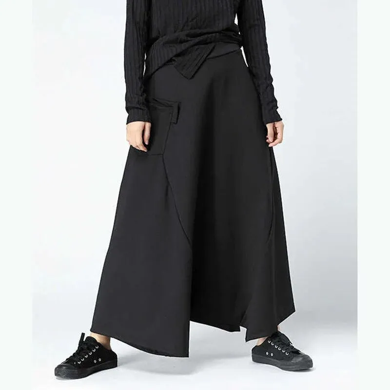 Lora Elegant Black Wide-Leg Loose Pants