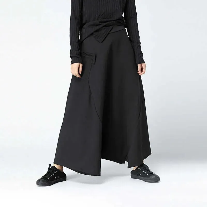 Lora Elegant Black Wide-Leg Loose Pants