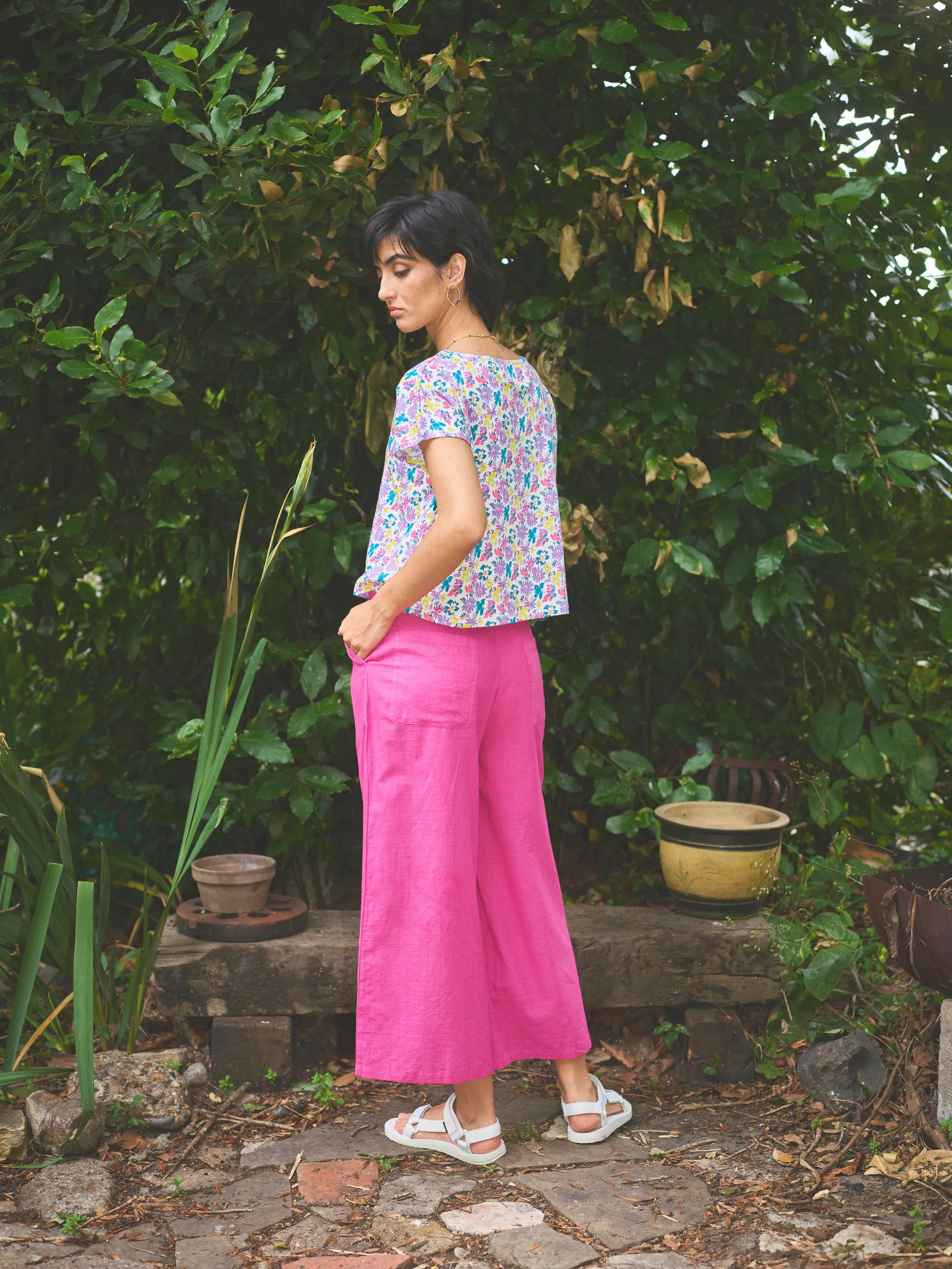 Lowie Cerise Wide Leg Khadi Trousers