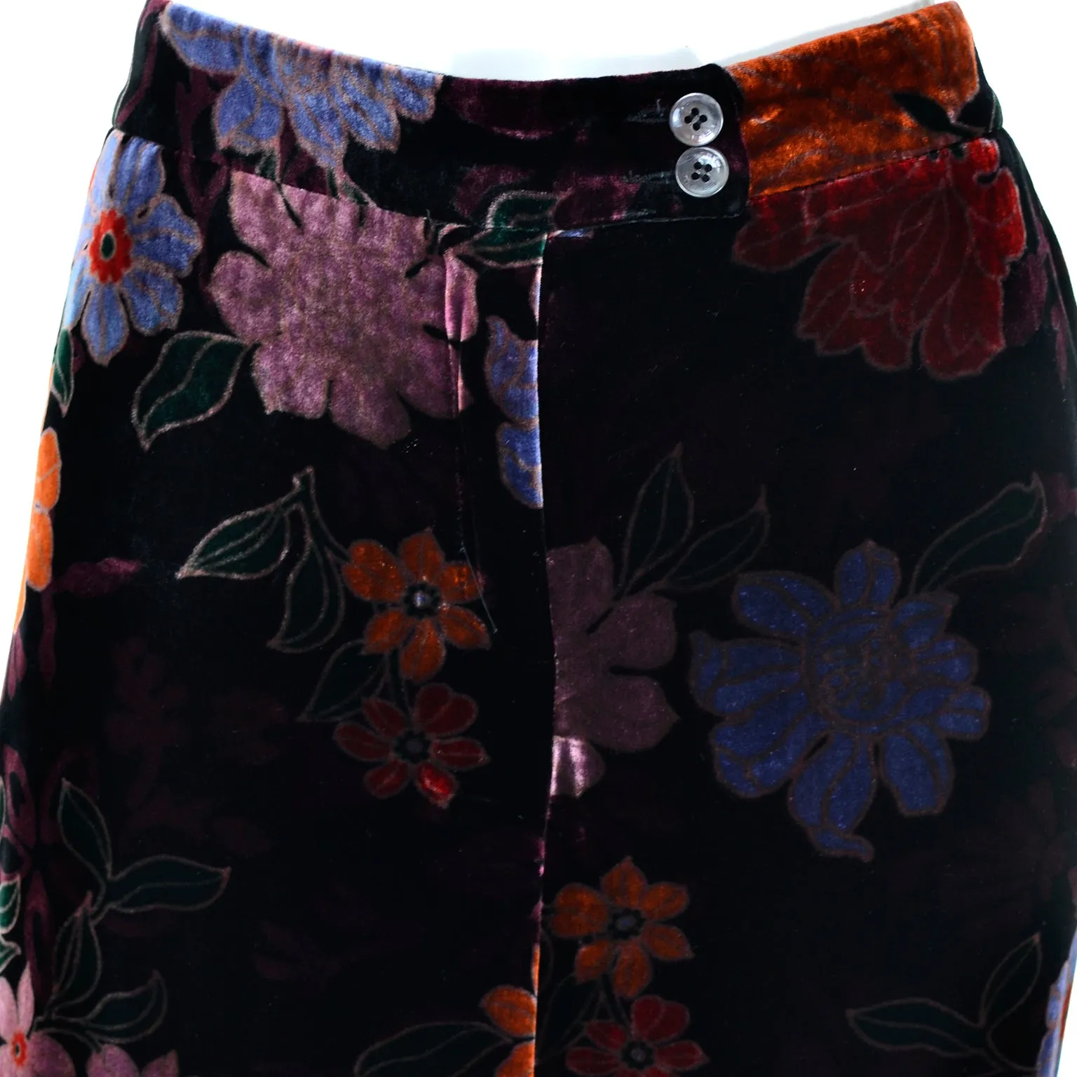 Luxurious Silk Velvet Etro Floral Pants in Size Large