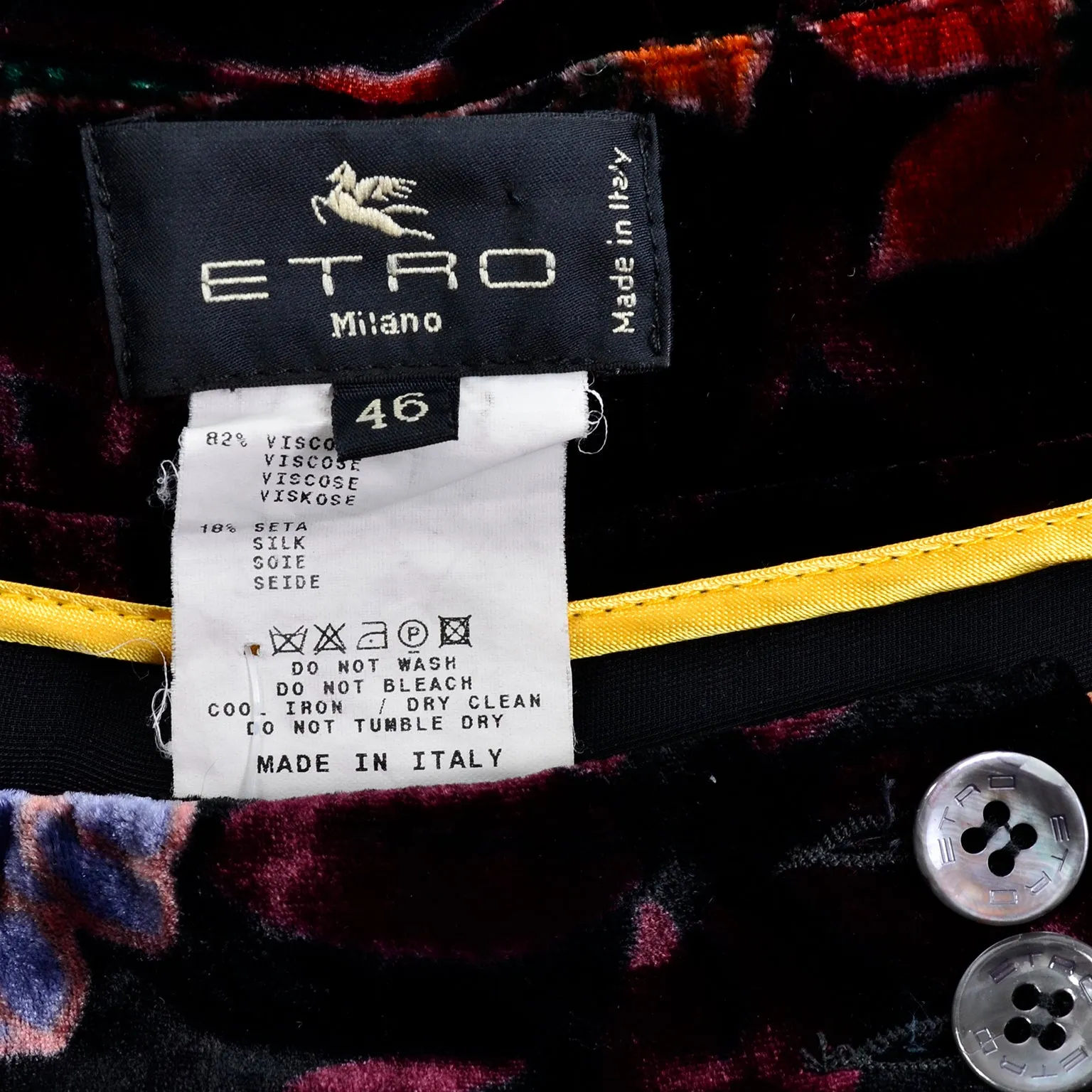 Luxurious Silk Velvet Etro Floral Pants in Size Large