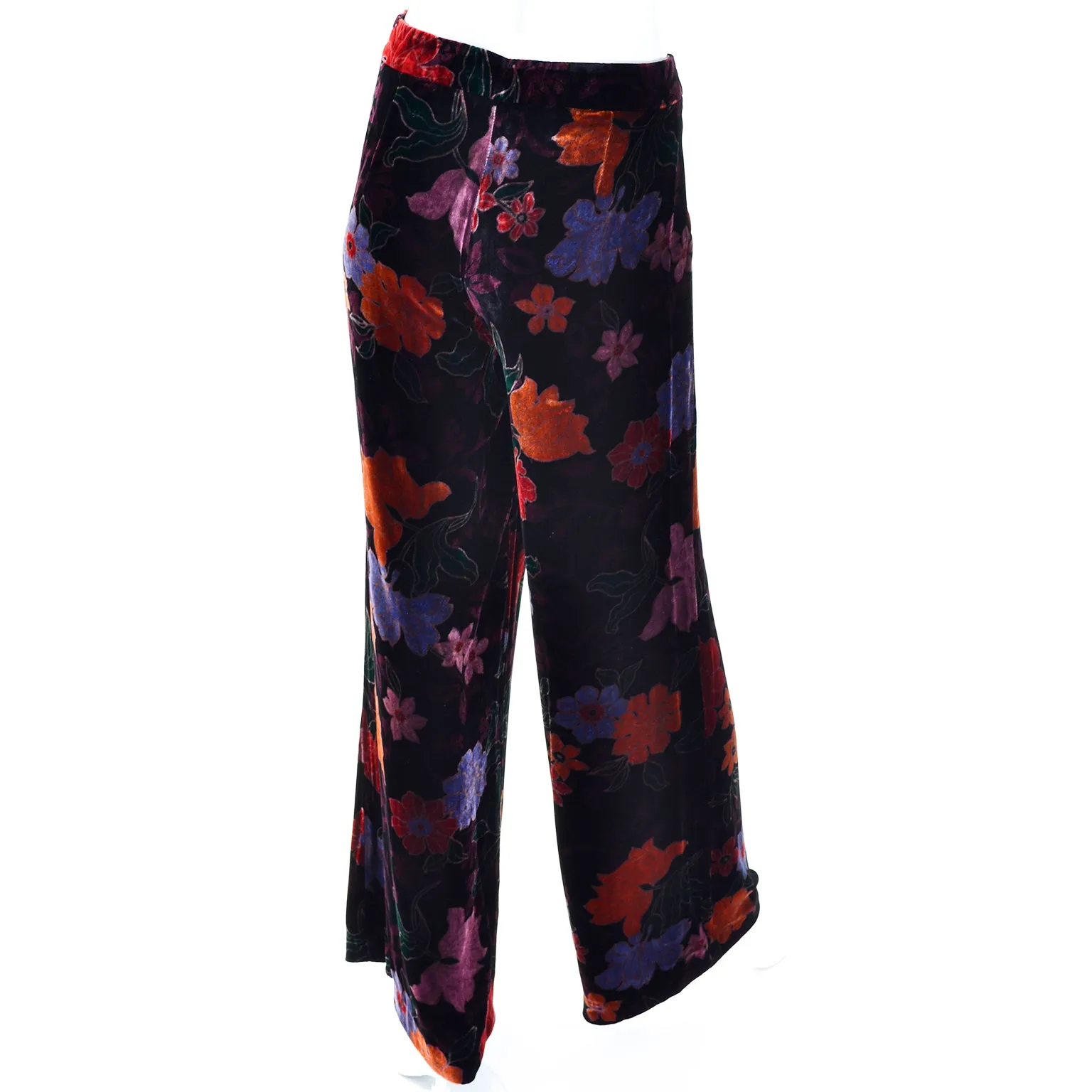 Luxurious Silk Velvet Etro Floral Pants in Size Large